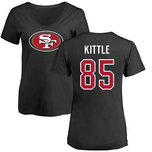 San Francisco 49ers Black Women George Kittle Name and Number Logo #85 NFL T Shirt->nfl t-shirts->Sports Accessory